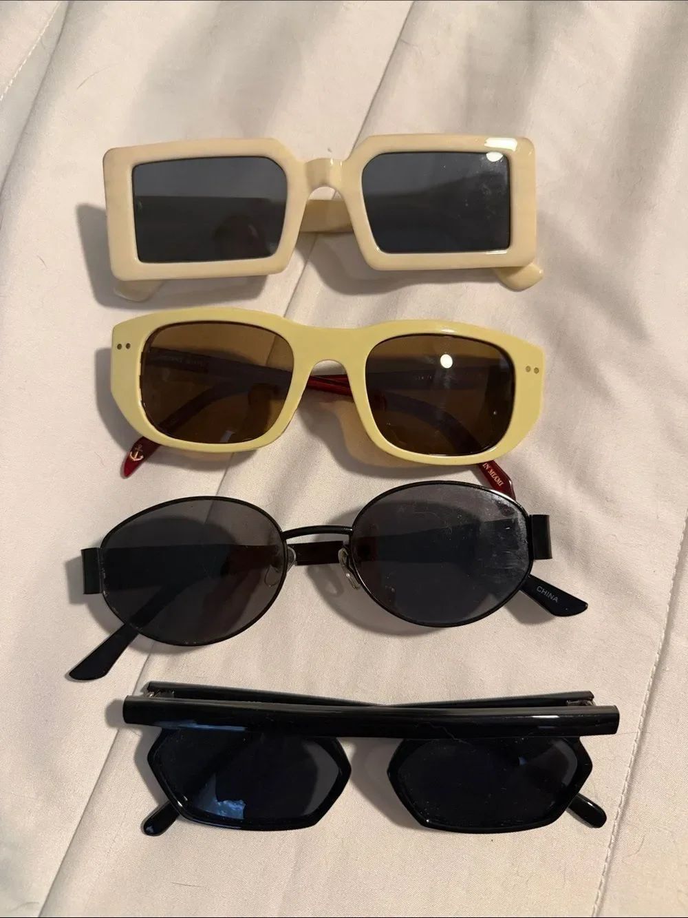 Assorted Retro Sunglasses Bundle — Cream, Pale Yellow, Black